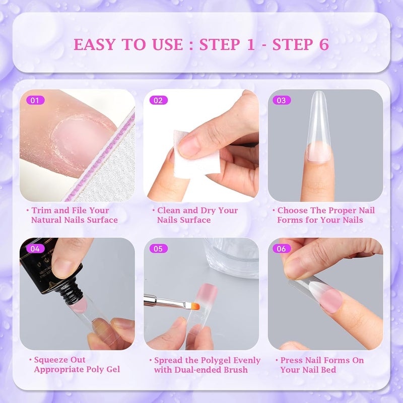 Outopen 150pcs Long Straight Stiletto Dual Nail Forms Clear Full Cover Nail Extension Art Mold with Scale Reusable Nail Forms for Polygel Acrylic Extension Beginners DIY Manicure, 15 Sizes - Image 5